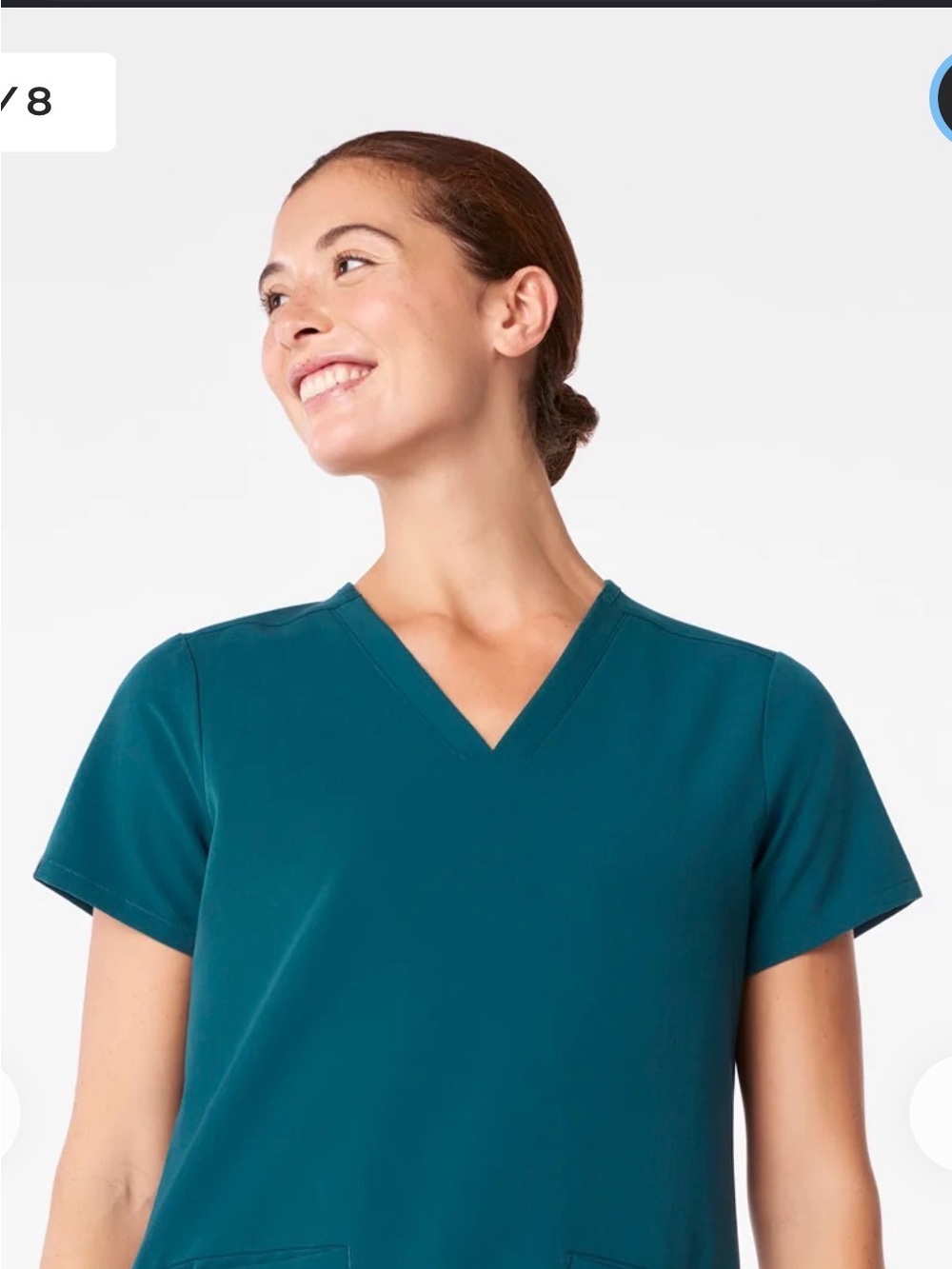 Figs Casma Women's Teal V-Neck Short Sleeve Top Size Medium